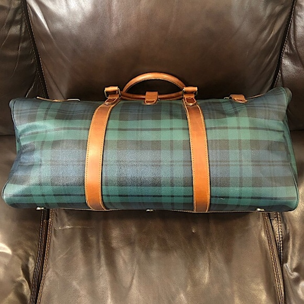 RALPH LAUREN Black Watch Plaid Boston Weekend Travel Duffle Bag 52cm - Picture 13 of 17